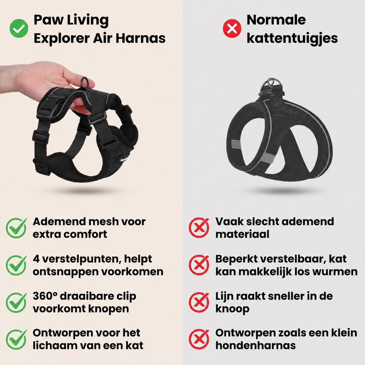CharmPaws® Explorer Air - Breathable and Adjustable Cat Harness with Leash