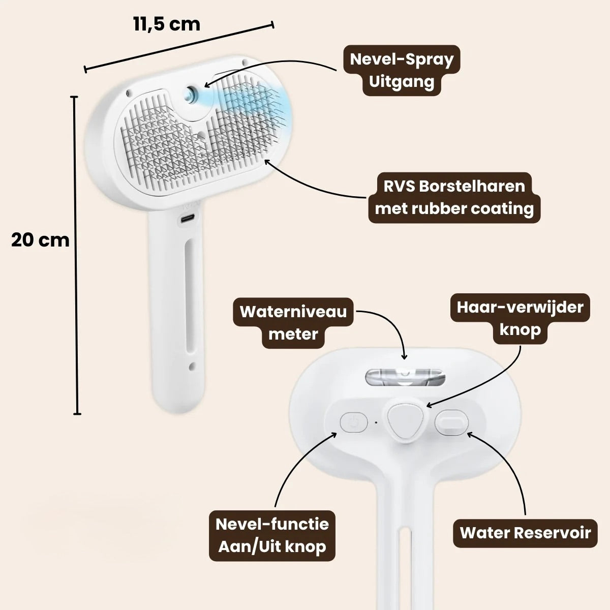 CharmPaws® Steami Pro | Professional Coat Care Brush for Pets