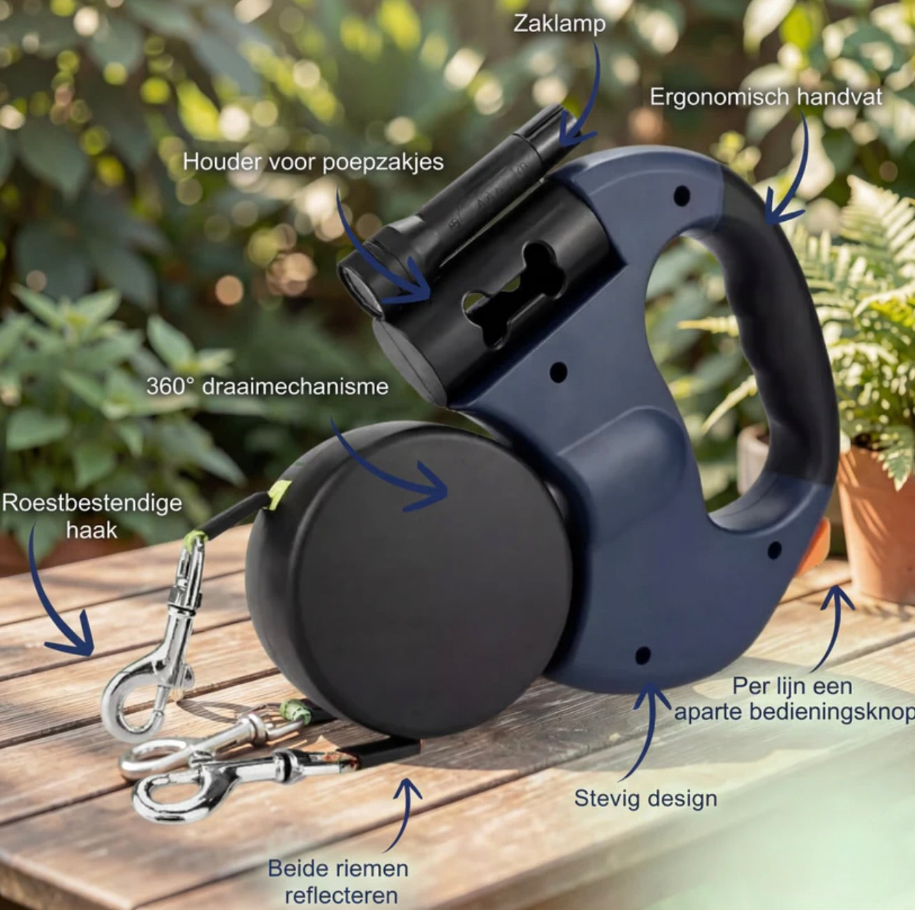 Paw Living Duo-Riem 360° - Knoopvrij Hondenriem voor 2 Honden