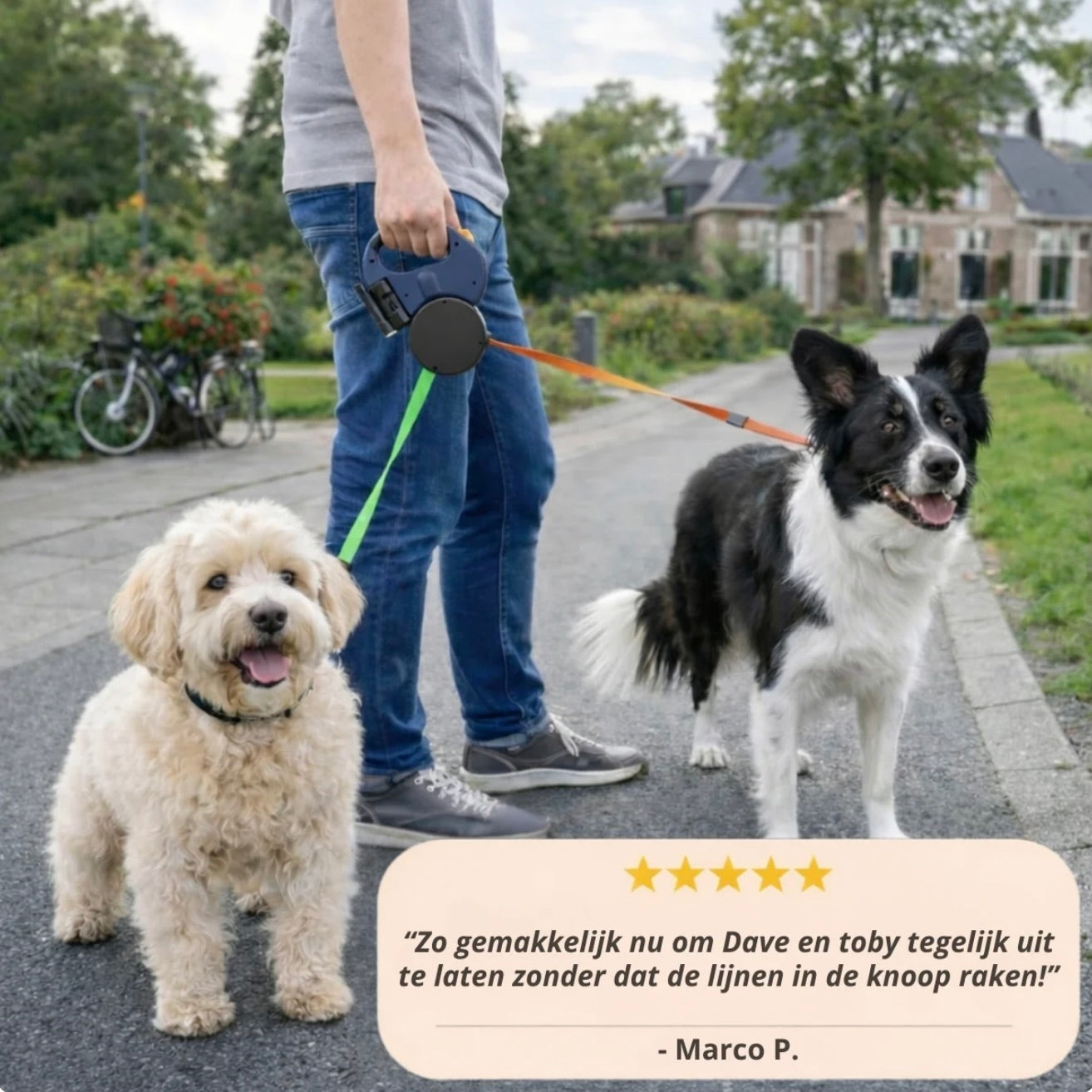 Paw Living Duo-Riem 360° - Knoopvrij Hondenriem voor 2 Honden