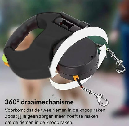 Paw Living Duo-Riem 360° - Knoopvrij Hondenriem voor 2 Honden